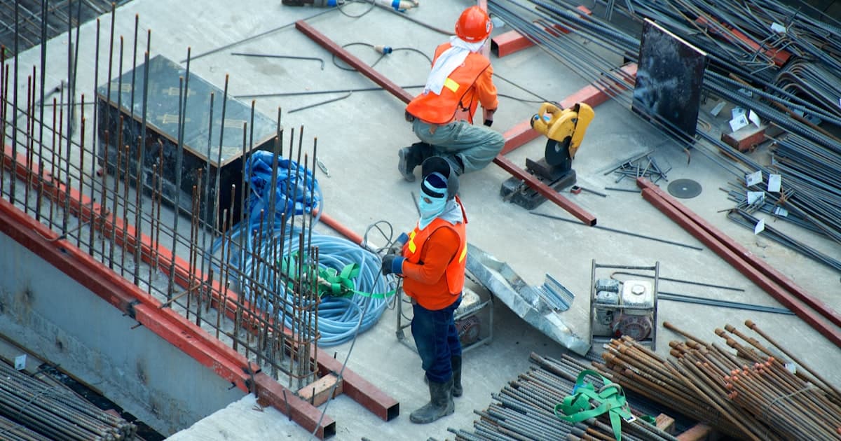 Construction workers on a multifamily building site