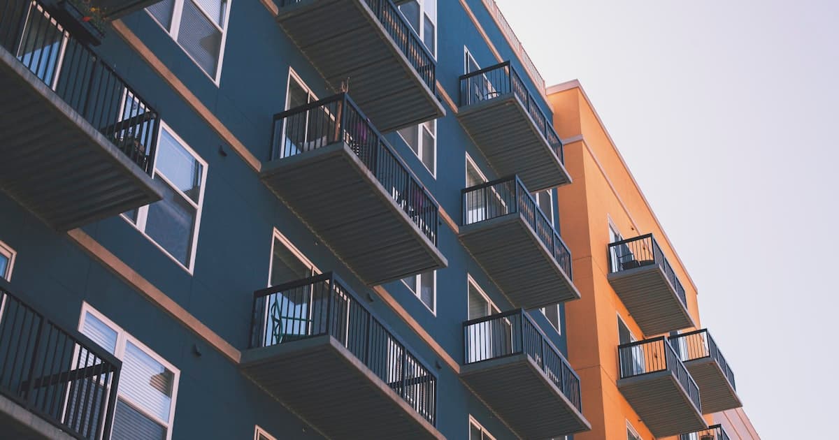 Modern apartment building with balconies in Los Angeles
